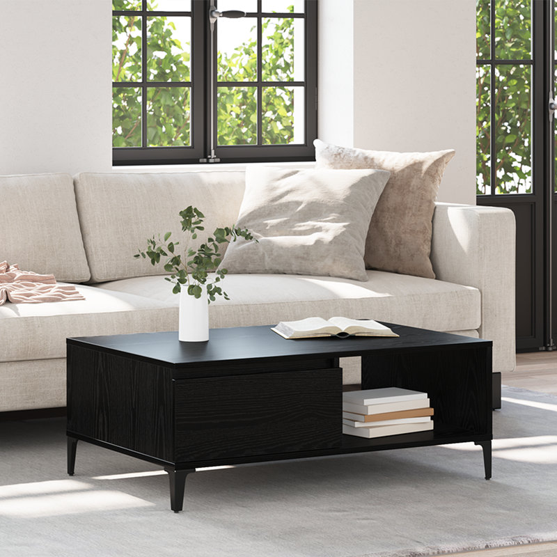 Coffee Table Couch Tea Side Table Chipboard, Black Oak, Black Oak