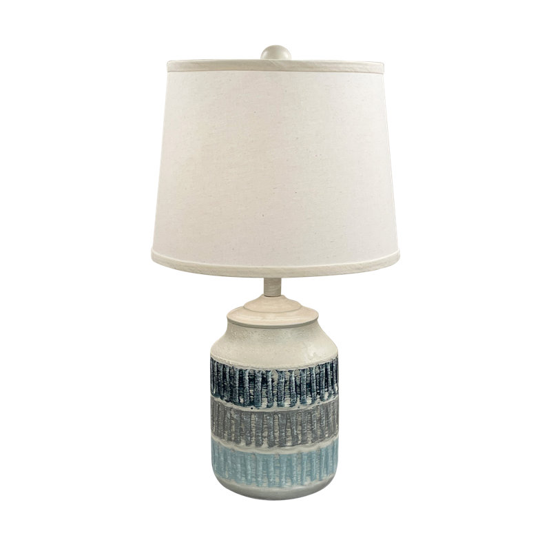 Lampe en fibre de rotin Janetra, Marine / naturel
