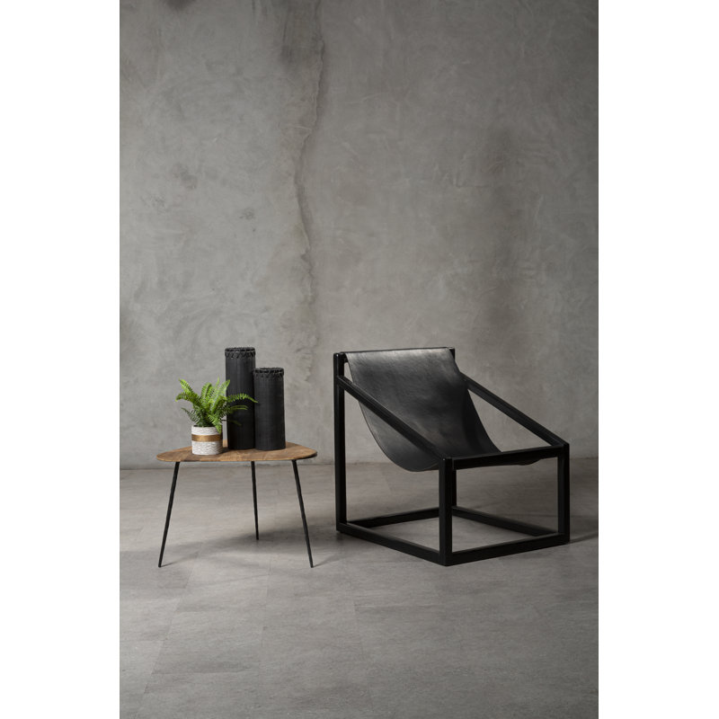 Natalie Leather Accent Chair, Grey, Black