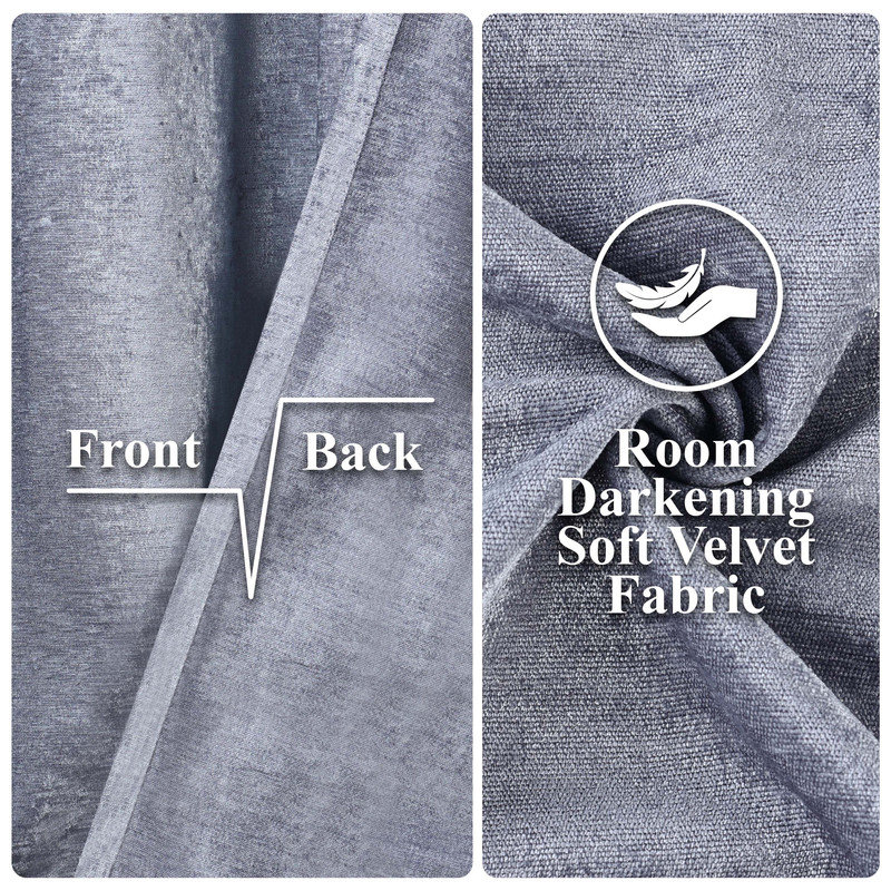 Chenille Light Filtering/Room Darkening Machine Washable Grommet Curtain Panel Set, Grey, 52" W x 108" L