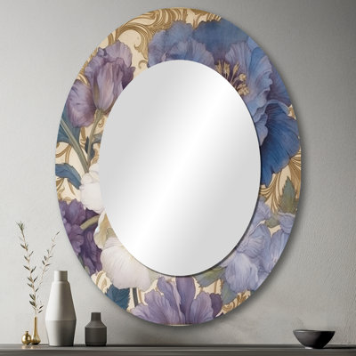 Hibiscus blanc en fleurs - Illustration rétro - miroir mural traditionnel