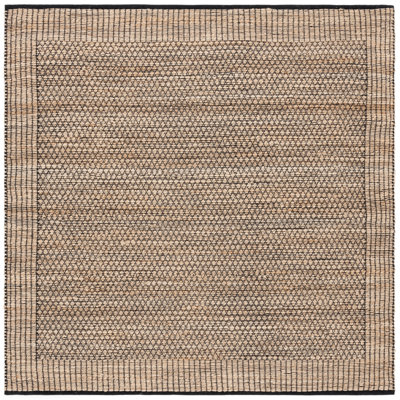 Natural Fiber 328 Hand Woven Jute/Cotton Geometric Rug in Natural/Black