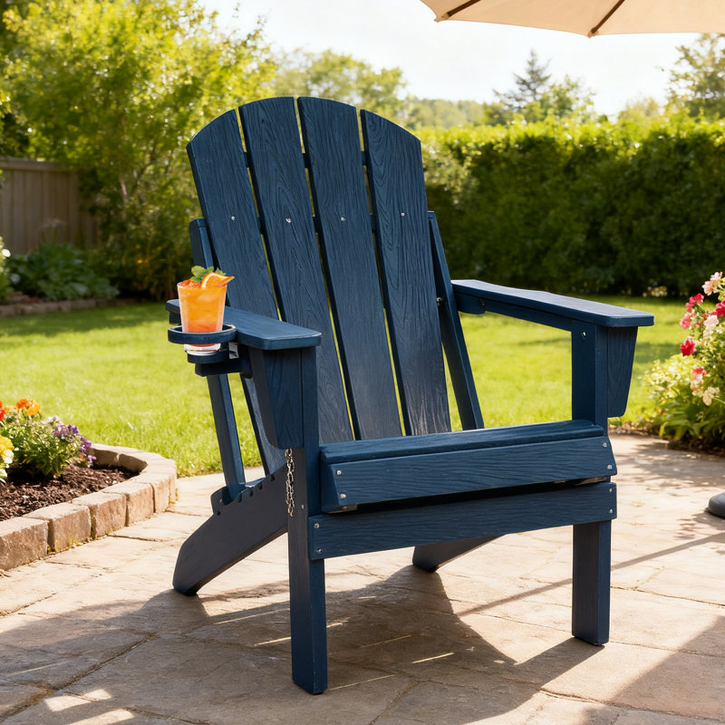 Chaises Adirondack pliantes Hdpe avec porte-gobelet, Marine