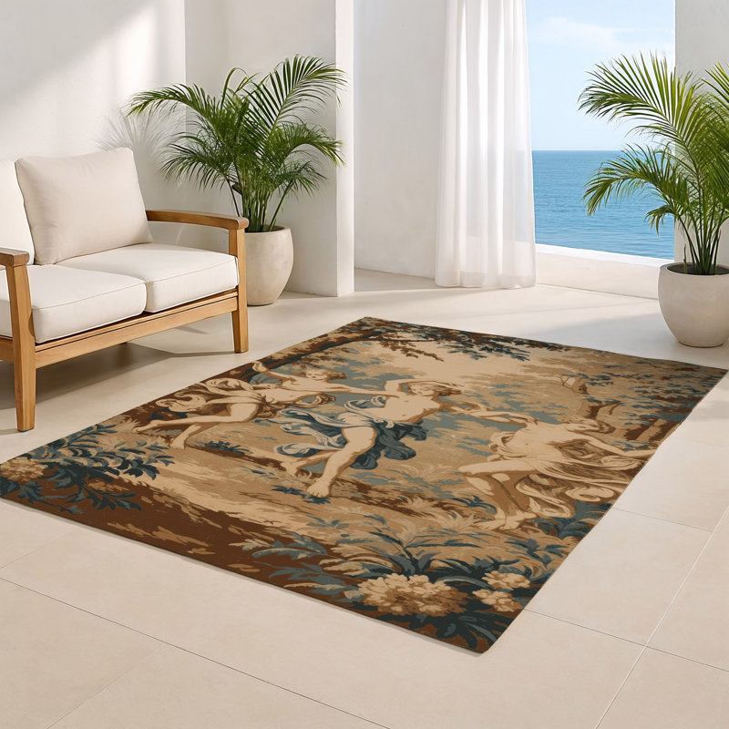 Tapis d'intérieur et d'extérieur brun français, Rectangulaire 8 pi x 10 pi