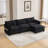 Oversized Modular Sectional Sofa With Movable Ottoman, 4-Seat Modern Corduroy Couch, Convertible L-Shaped Design For Living Rooms And Offices-1691955836