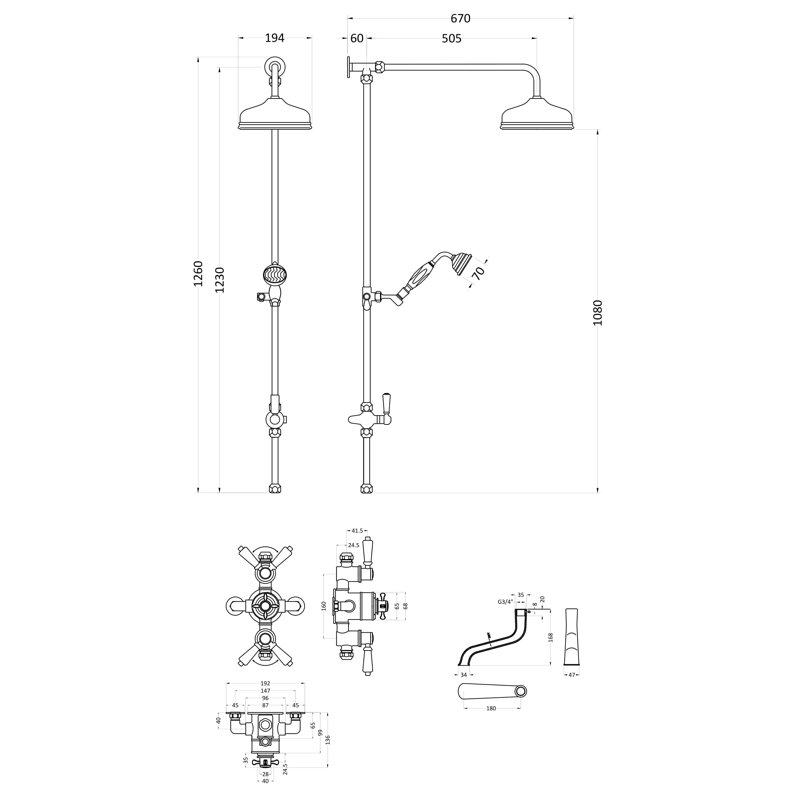 Topaz Thermostatic Shower with Dual Shower Head