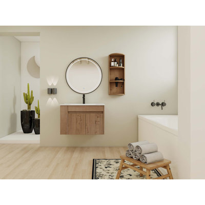 Meuble-lavabo mural 30 po avec lavabo et support de rangement