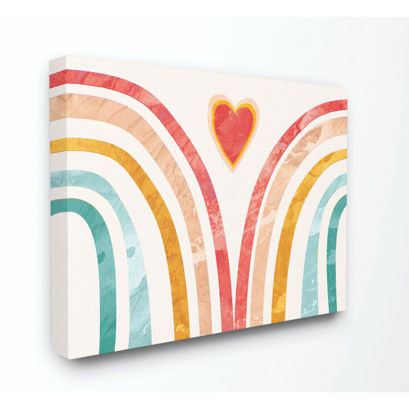 Décoration murale pour enfants «Claar Collage Rainbow Heart», Toile tendue, H 16 po x l 20 po x P 1,5 po