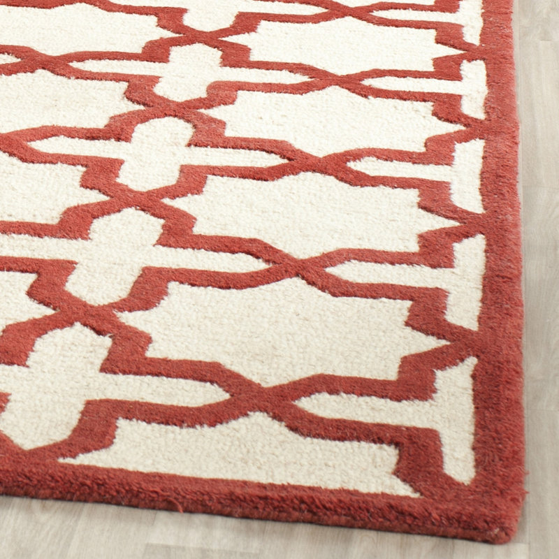Cannen Hand Tufted Wool Geometric Rug, Square 6'