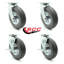 Ensemble de roulettes 8 roues 4 roues pivotantes avec 2 freins / SCC-100S280-PNB-GRY-2-TLB-2