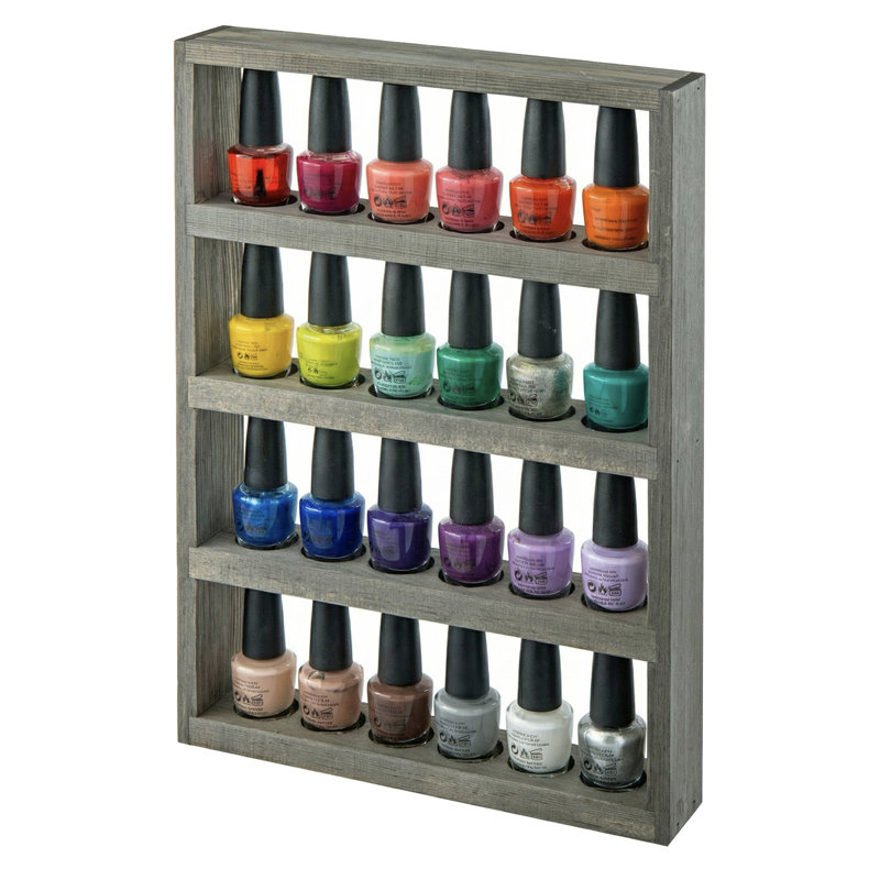 24-Bottle Solid Wood Wall Essentail Oil Rack