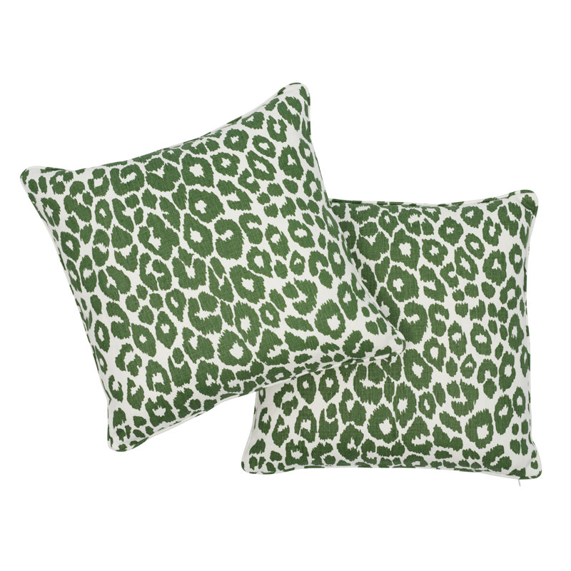 Iconic Leopard Pillow, 18" x 18", Green