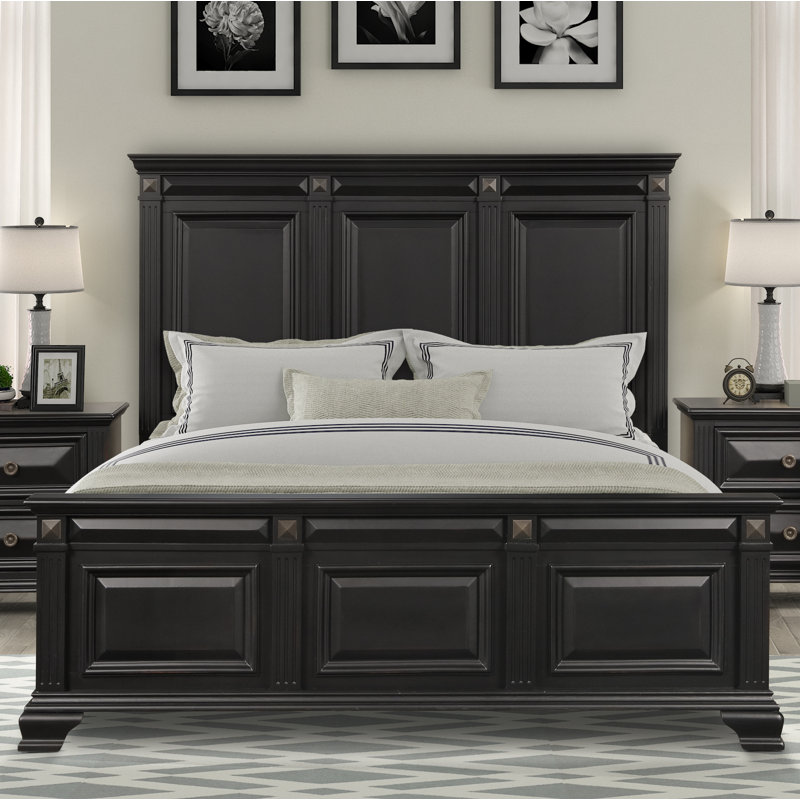 Samuelsson Solid Wood Standard Bed, King, Vintage Black