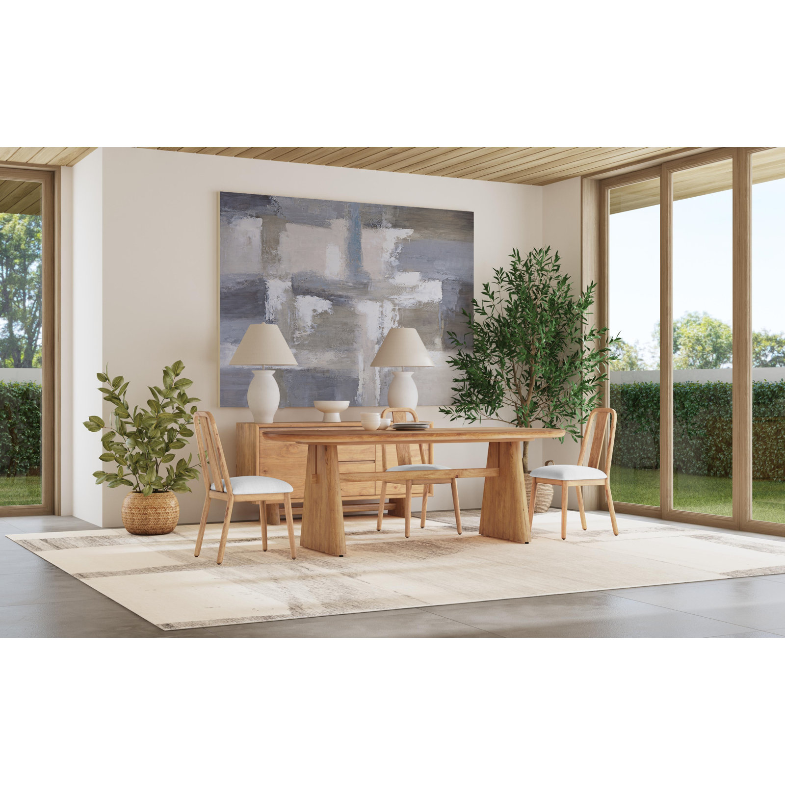 Bexar Abstract Canvas Wall Art by Katherine Noble in Muted Tones 70x96