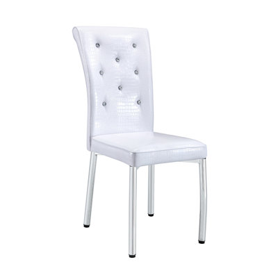 Set of 2 Retro alligator skin Upholstered dining chairs,with Crystal buckle design and Faux Leather design,a touch of elegance and mystery to the dining area,Electroplated metal legs