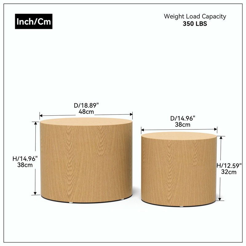 Ensemble de tables basses rondes en bois, Chêne