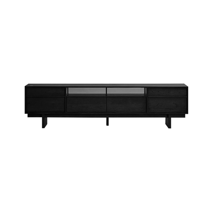 Meuble télé en bois de style rétro, H 19,3 po x L 70,86 po x l 15,75 po, Noir