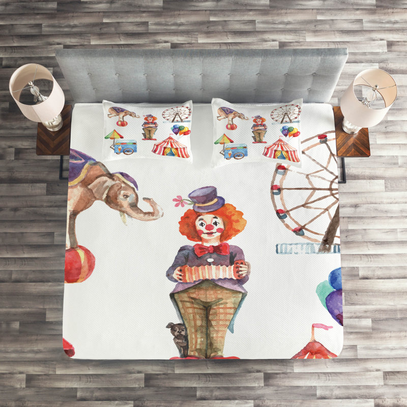 Circus Coverlet, King Bedspread + 2 Shams