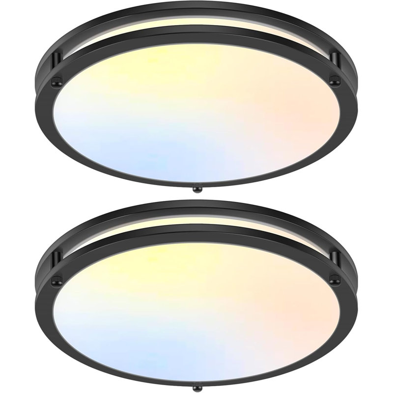 18'' 50W Flush Mount Ceiling Light, Black Dimmable LED Ceiling Lights Fixtures With 5CCT Adjustable, Matte Black 