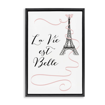 Cadre flottant Life Is Beautiful, phrase française, design par Martina Pavlova