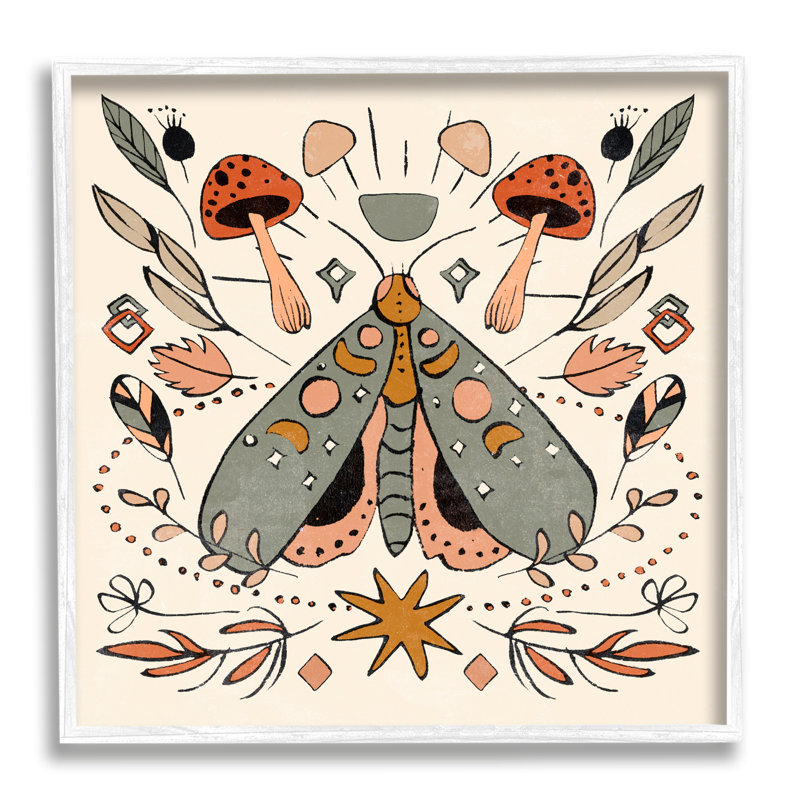 «Cottagecore Botanicals Pattern On Wood» par Melissa Wang, impression, Estampe numérique encadrée blanc bord de mer