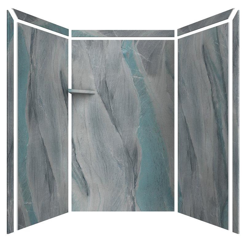FlexStone Elegance 3-Panel 48"W x 36"D x 80"H Alcove Shower Surround in Triton, Triton
