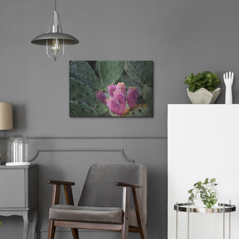 «Pink Cactus» par Dennis Frates, art mural en métal, 16 po x 12 po, H 16 po x l 24 po
