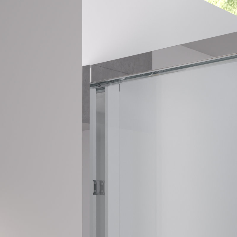 Porte de douche coulissante double de 56 à 60 po de largeur avec verre trempé de 1/4 po (6 mm), quincaillerie rouille, boîtier de conception américaine pour verre de salle de bain fini facile à installer et sécuritaire