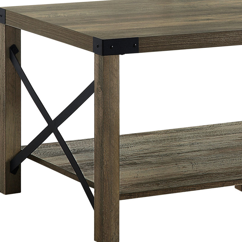47,52 po Largeur de la table basse rustique avec base en métal et compartiment ouvert de 40 mm d'épaisseur