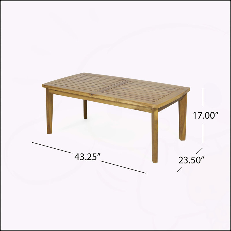 Outdoor Acacia Wood Rectangular Coffee Table