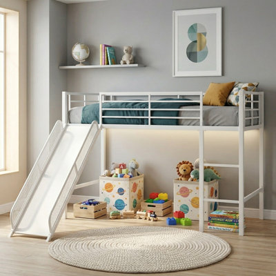Eliud Kids Twin Loft Bed with Slide
