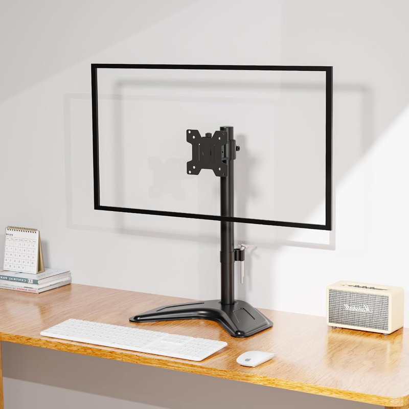 Single Monitor Stands Fits 13-32 Inch/17.6 Lbs Screen, Free-Standing Computer Monitor Mount, Monitor Desk Stand With Adjustable Height/Tilt/Swivel/Rotation, VESA Monitor Stand 75X75 100X100