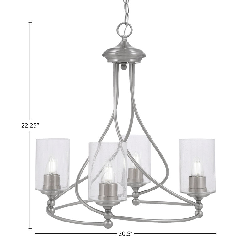 Lustre 4 lumières Capri, Nickel brossé, Martelée transparente