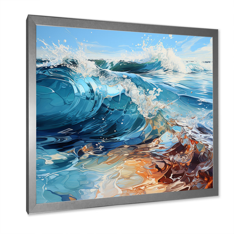 «Ocean Charm Vivid», impression sur toile, Cadre simple argenté, H 16 po x l 16 po x P 1 po