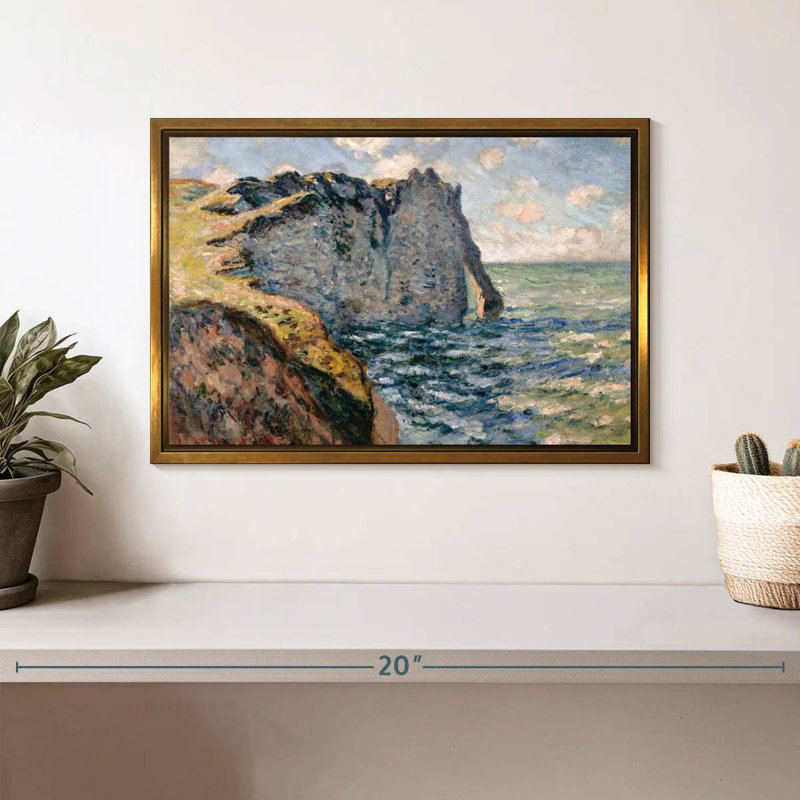 La falaise d'Aval Etretat, 13 po x 9 po, Cadre flottant doré