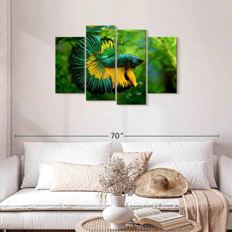Poisson Betta vert et jaune