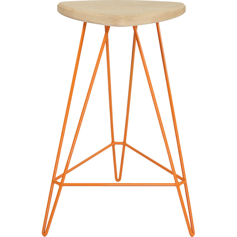 Madison Counter Stool with Metal Frame, Orange, Maple, Counter Stool (26" Seat Height)