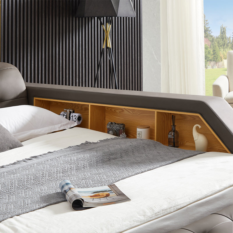 Upholstered Sleigh Bed, King, Brown