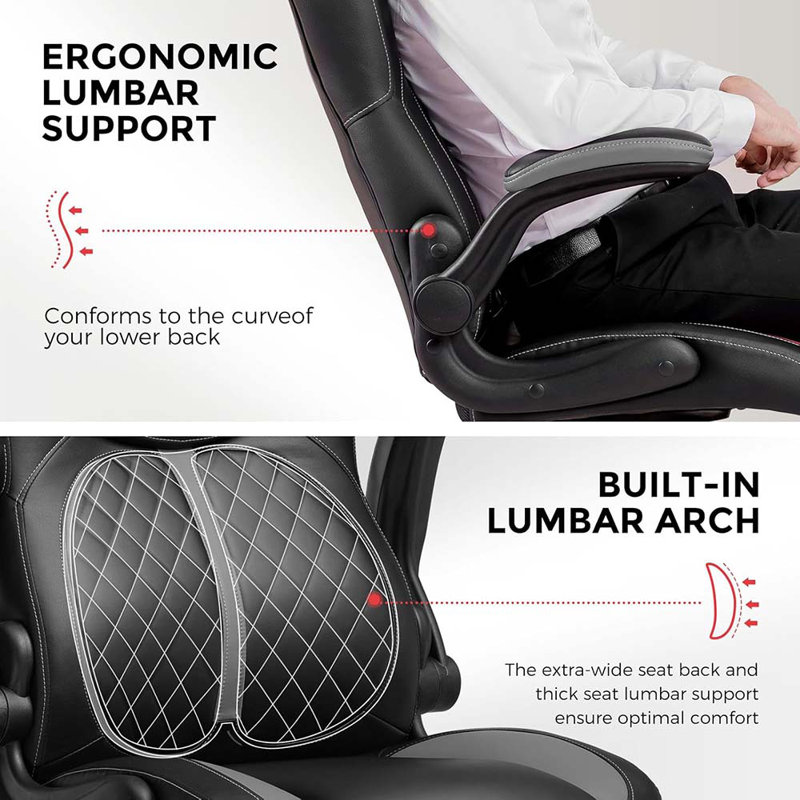 Gaming Chair With Flip-Up Armrest, Video Gaming Chair With Rocking Function, Ergonomic Computer Gaming Chair With High-Density Sponge And Adjustable Height