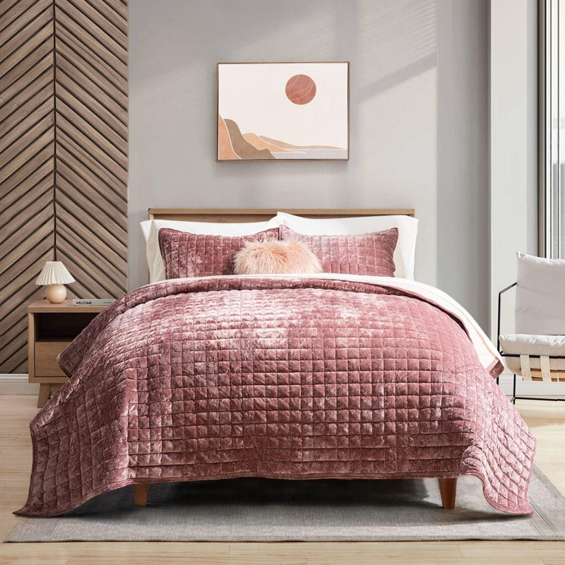 Dusty Mauve Pink King Size Velvet Comforter Set