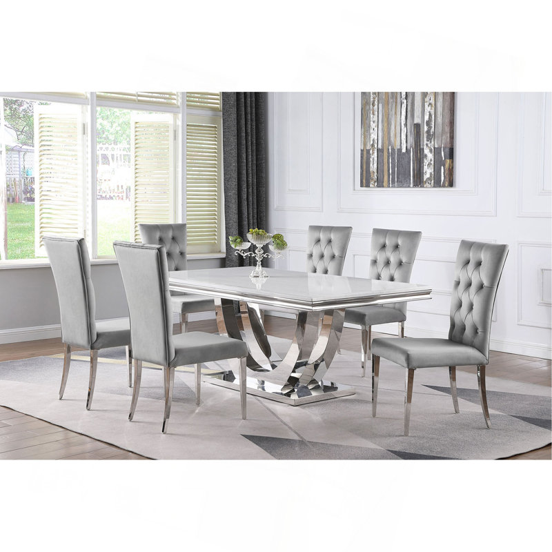 Rectangular Dining Table Set, Gray