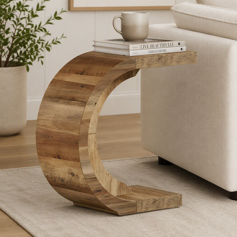 Table de bout en C, table d'appoint en bois