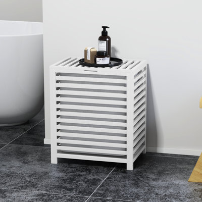 Lid Laundry Container With Detachable Liner, 19.75x14.25x23.5 Inches, White, Space For Neat Clothing White Basket Cover And Removable Tidy Storage