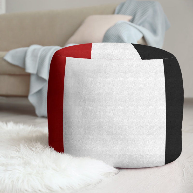 Repose-pieds cubique rond à rayures 20,5 po louisville, Rouge / blanc / noir
