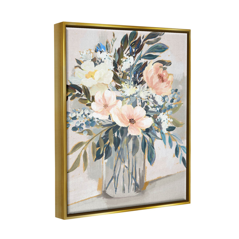 Art floral giclée par Nina Blue, H 21 po x l 17 po x P 1,7 po, Cadre flottant métallique doré