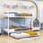 Twin Over Twin Metal Standard Bunk Bed With Twin Size Trundle-676351514