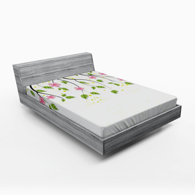 Microfiber Floral Fitted Sheet, Full Fitted Sheet