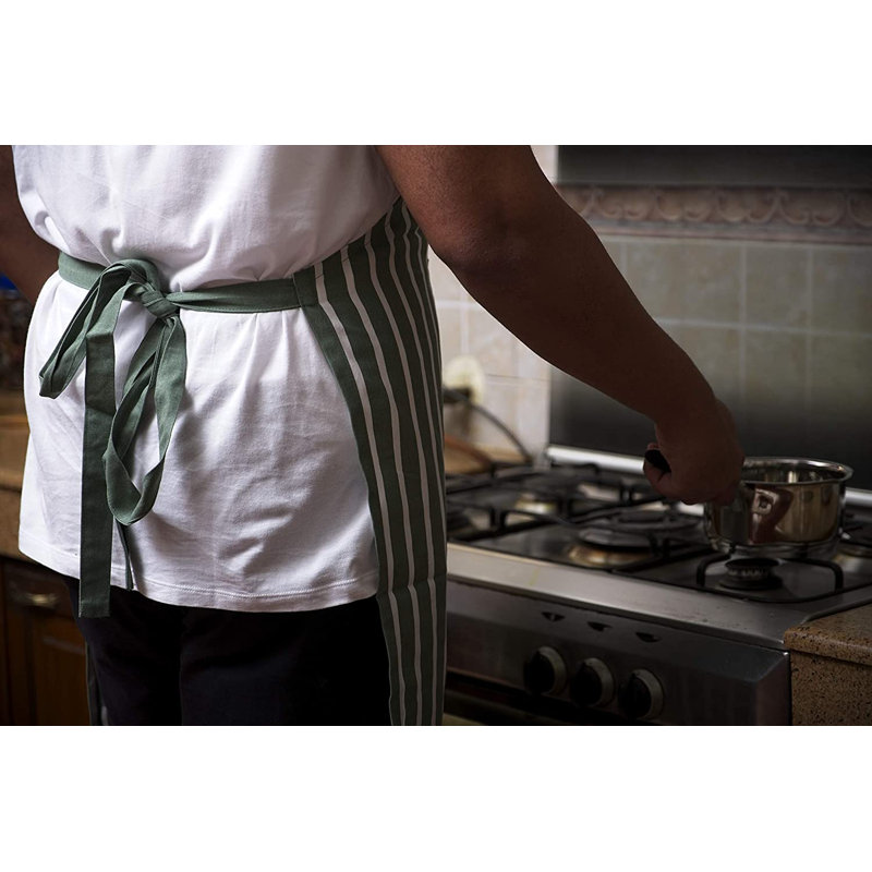 Striped Bib Apron, Green Striped