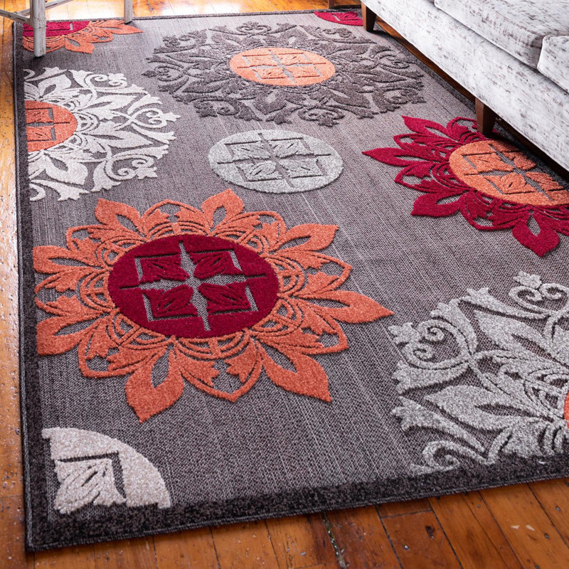 Dalbury Floral Brown Indoor/Outdoor Area Rug, Rectangle 10' x 13'1"