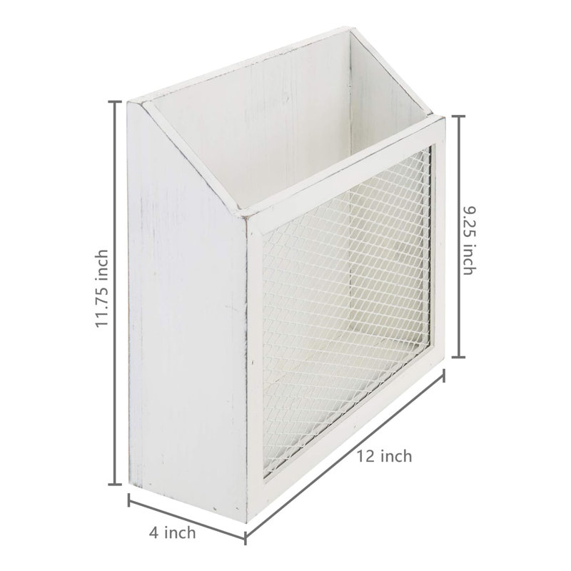 Solid Wood Free Standing Magazine Rack, White
